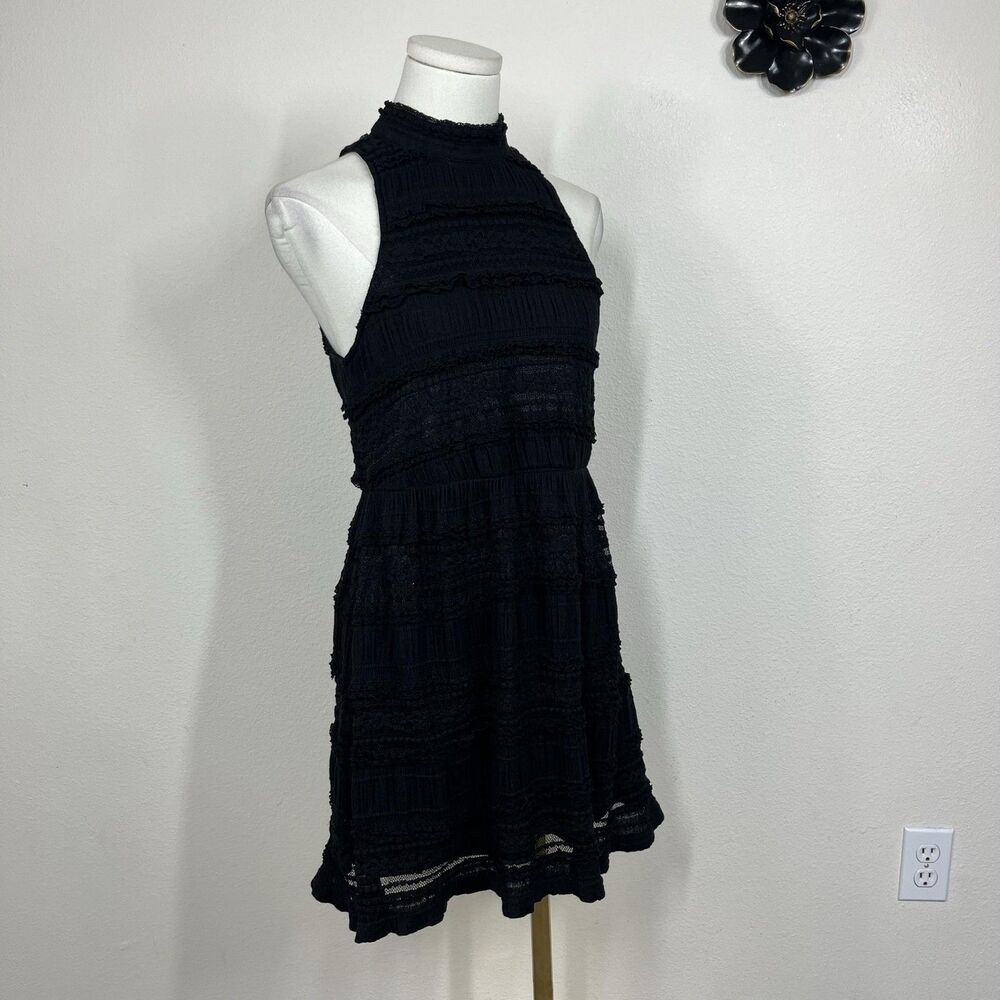 Anthropologie Coincidence Chance Dress Womens Small Black Lace Fit Flare Party